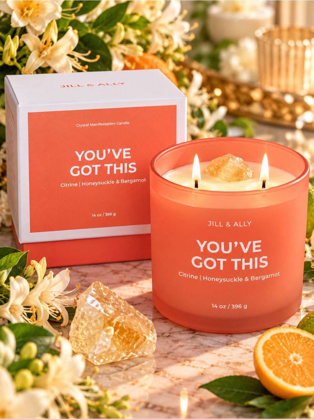 Jill & Ally You’ve Got This Citrine Crystal Manifestation Candle 14 oz
